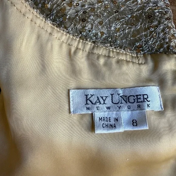 NWOT Kay Unger Sequin and Silk Mini Party Dress in Gold Size 8 - Picture 7 of 13